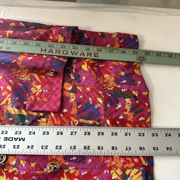 Vtg Carole Little Womens Blazer Jacket XL Colorful Abstract Geometric Red 90s - Picture 5 of 10